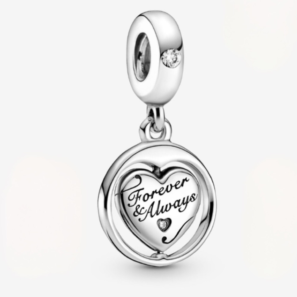 925 Sterling Silver PANDORA Spinning Forever & Always Soulmate Dangle Charm